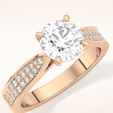 1.29 CT Round Shaped Pave Moissanite Engagement Ring