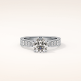 1.29 CT Round Shaped Pave Moissanite Engagement Ring