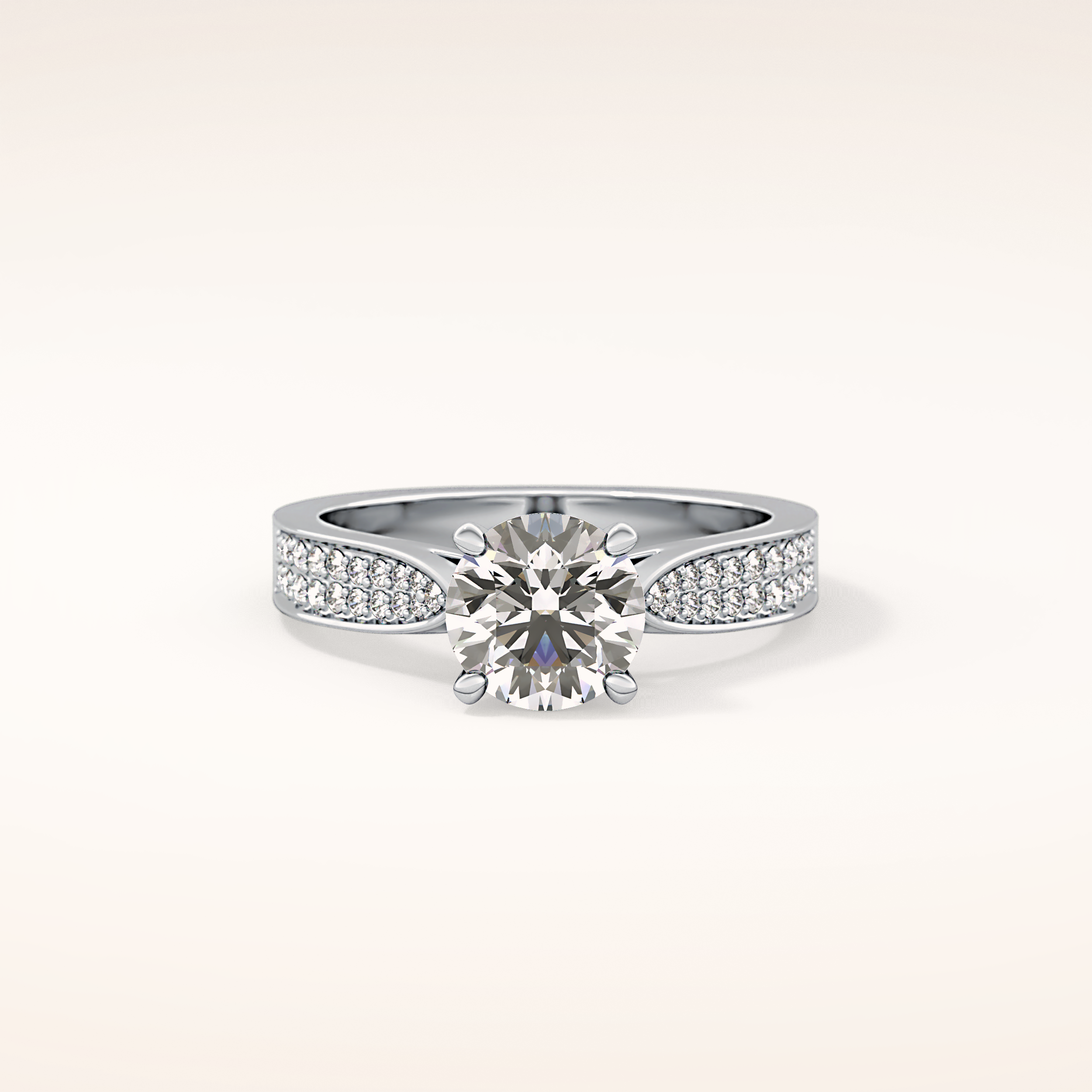 1.29 CT Round Shaped Pave Moissanite Engagement Ring