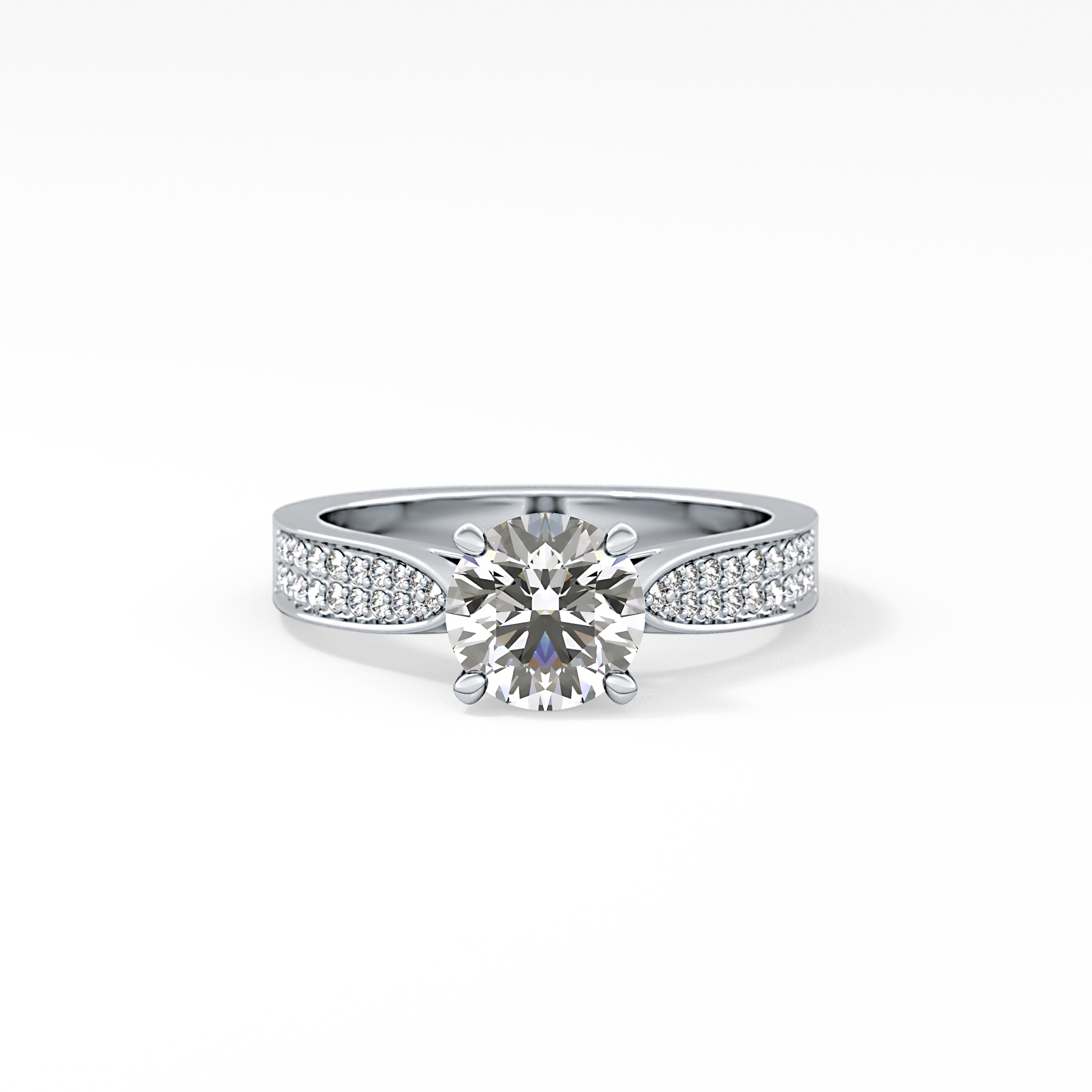Round Pave Lab Grown Diamond Engagement Ring