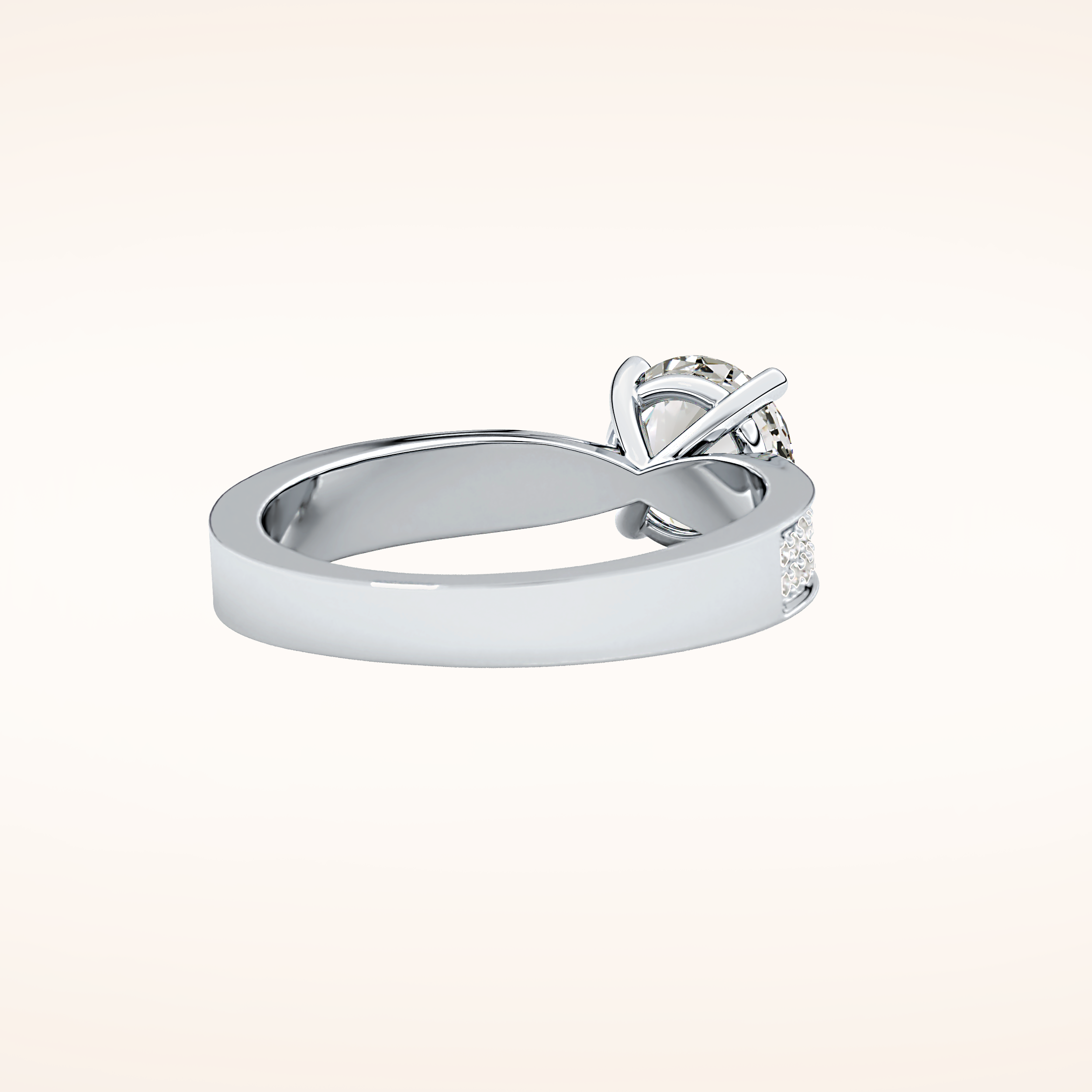 1.29 CT Round Shaped Pave Moissanite Engagement Ring
