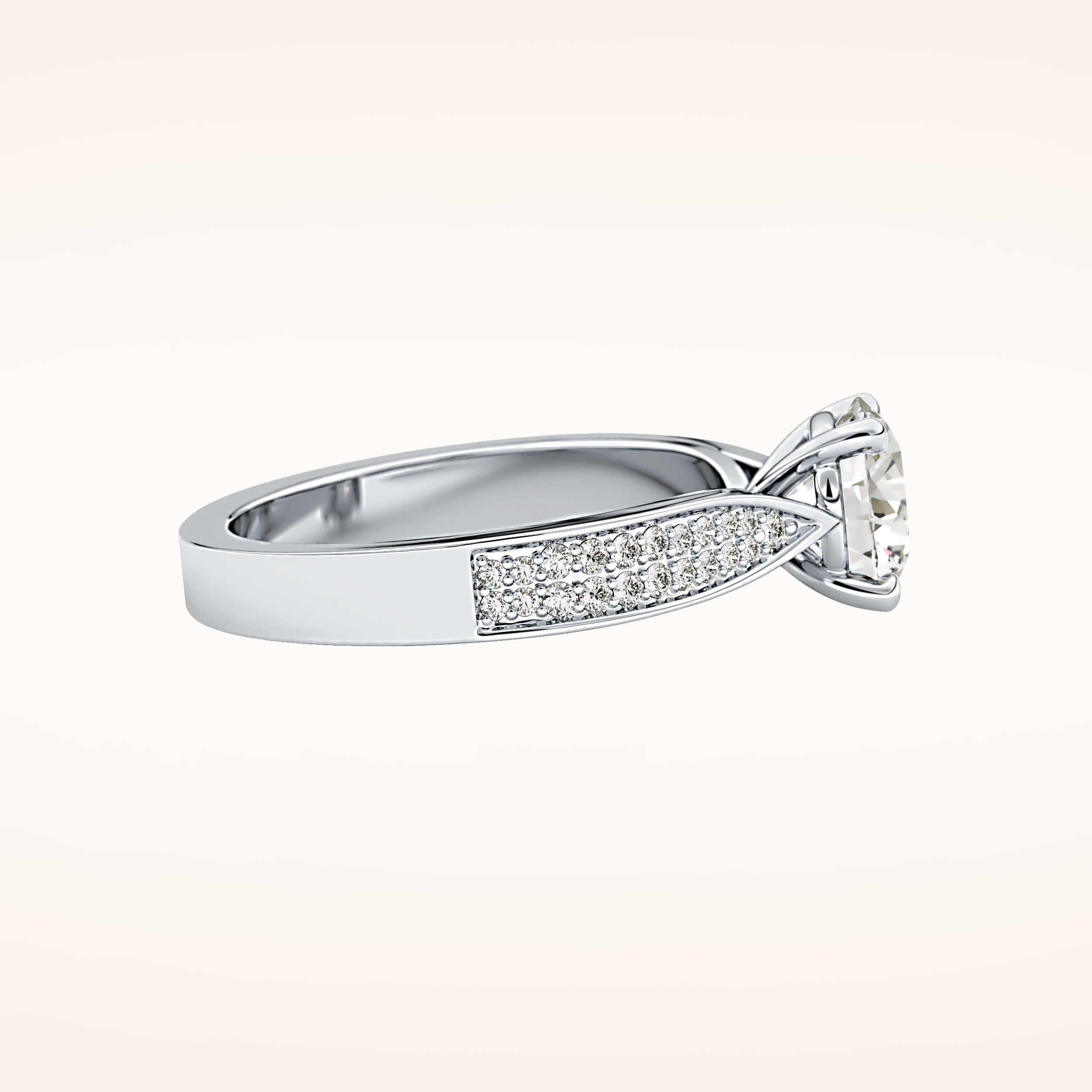 1.29 CT Round Shaped Pave Moissanite Engagement Ring