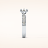 1.29 CT Round Shaped Pave Moissanite Engagement Ring
