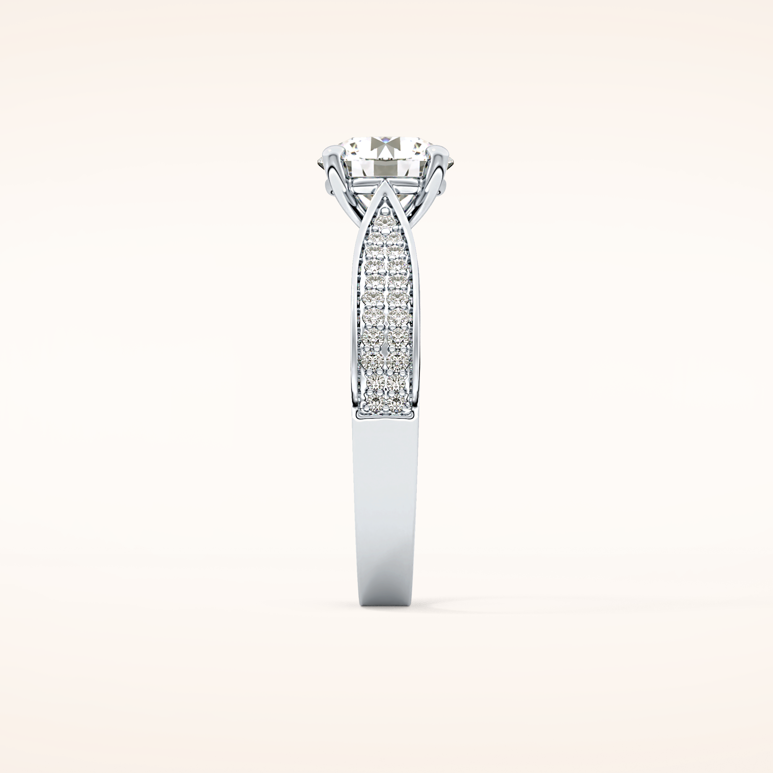 1.29 CT Round Shaped Pave Moissanite Engagement Ring