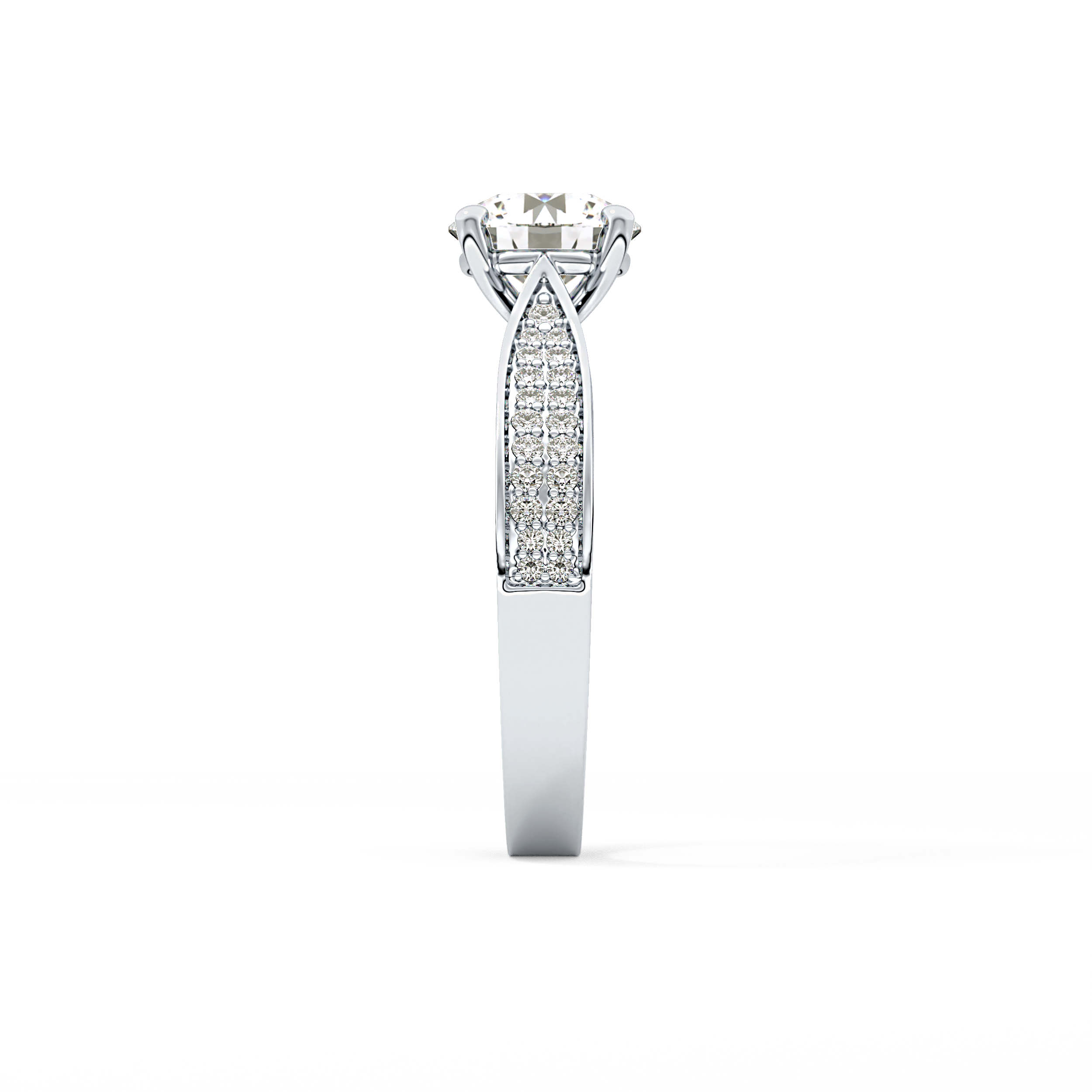 Round Pave Lab Grown Diamond Engagement Ring