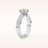 1.29 CT Round Shaped Pave Moissanite Engagement Ring