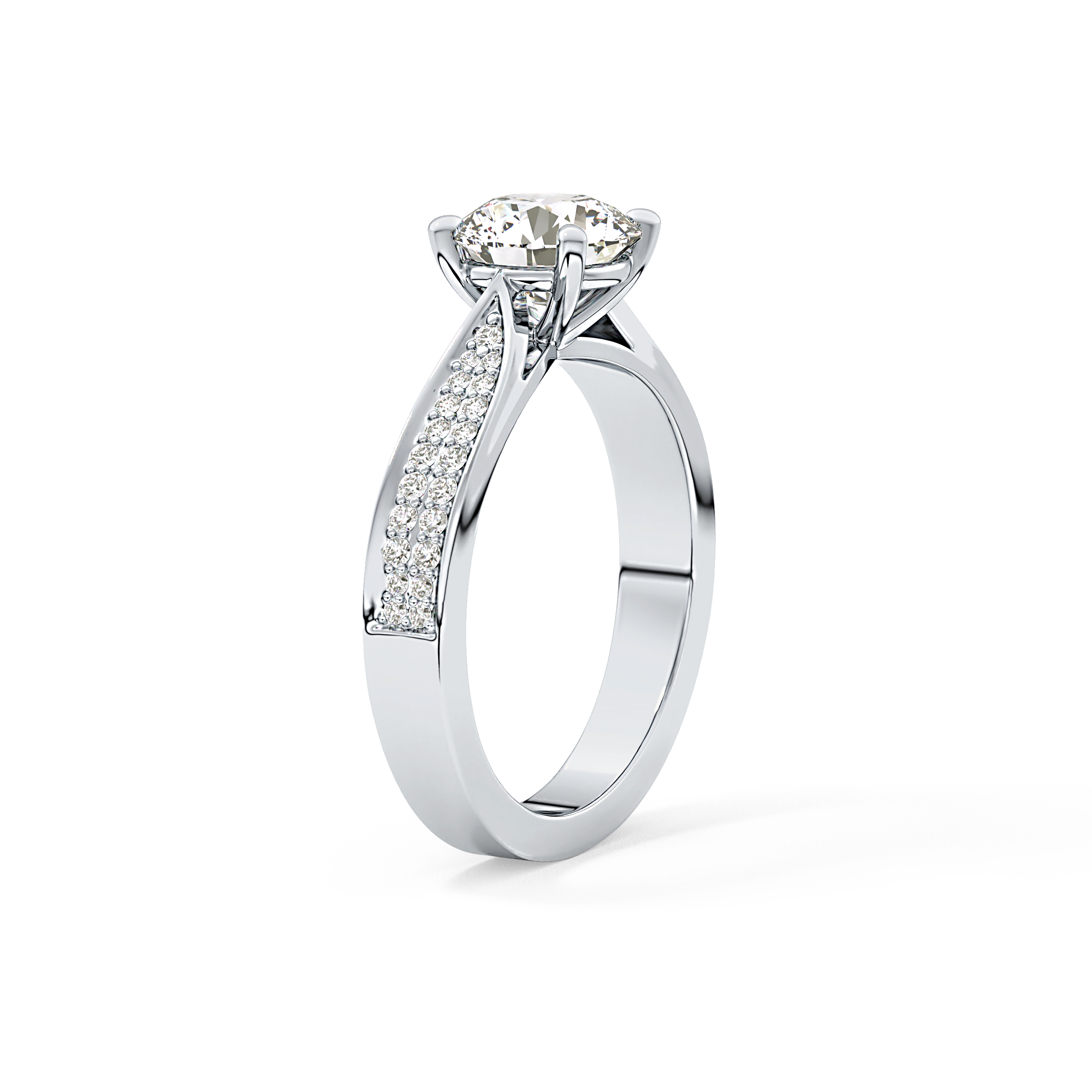 Round Pave Lab Grown Diamond Engagement Ring