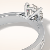 1.29 CT Round Shaped Pave Moissanite Engagement Ring