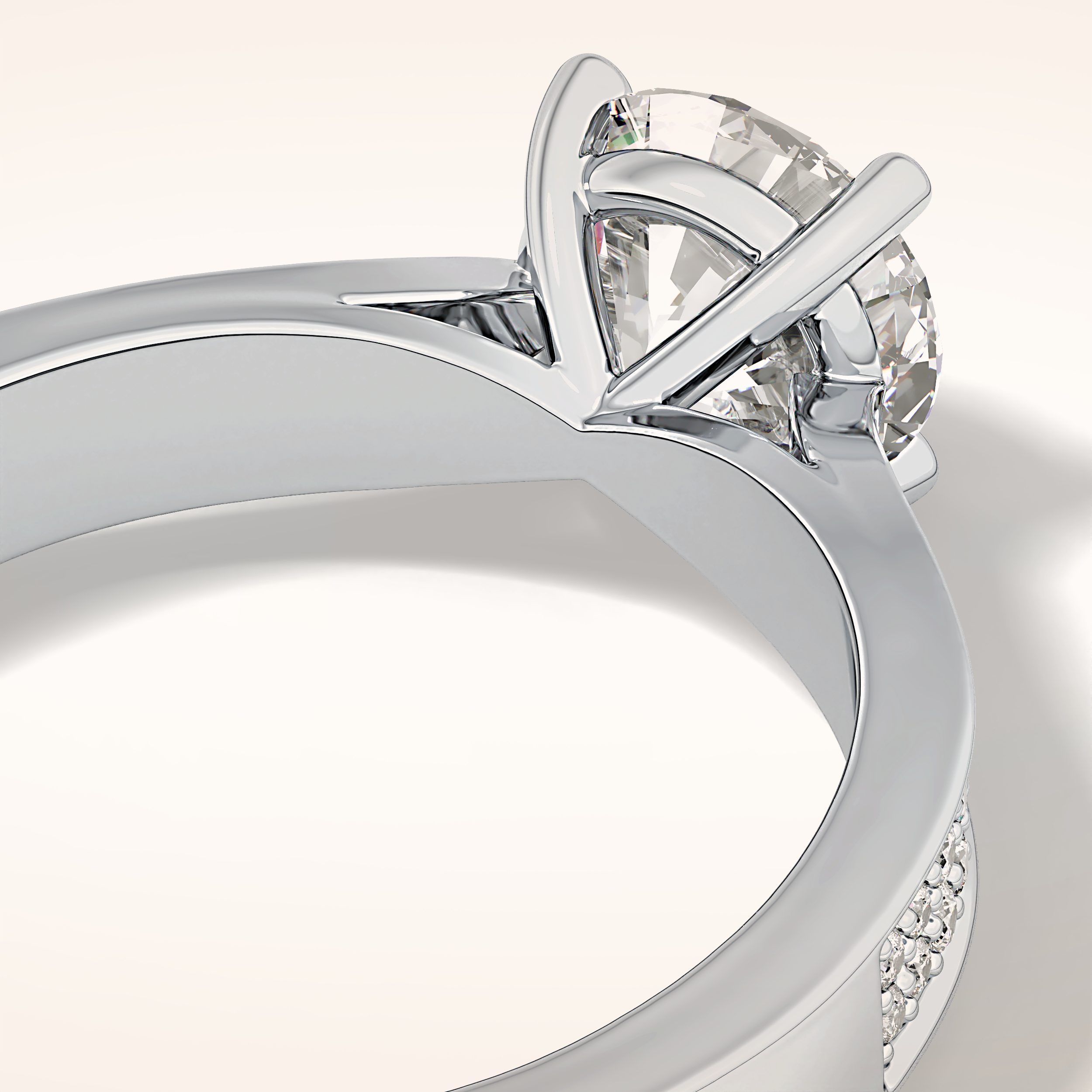 1.29 CT Round Shaped Pave Moissanite Engagement Ring