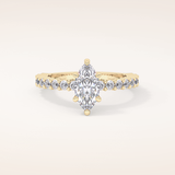 0.82 CT Marquise Shaped Pave Moissanite Engagement Ring