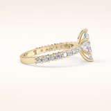 0.82 CT Marquise Shaped Pave Moissanite Engagement Ring
