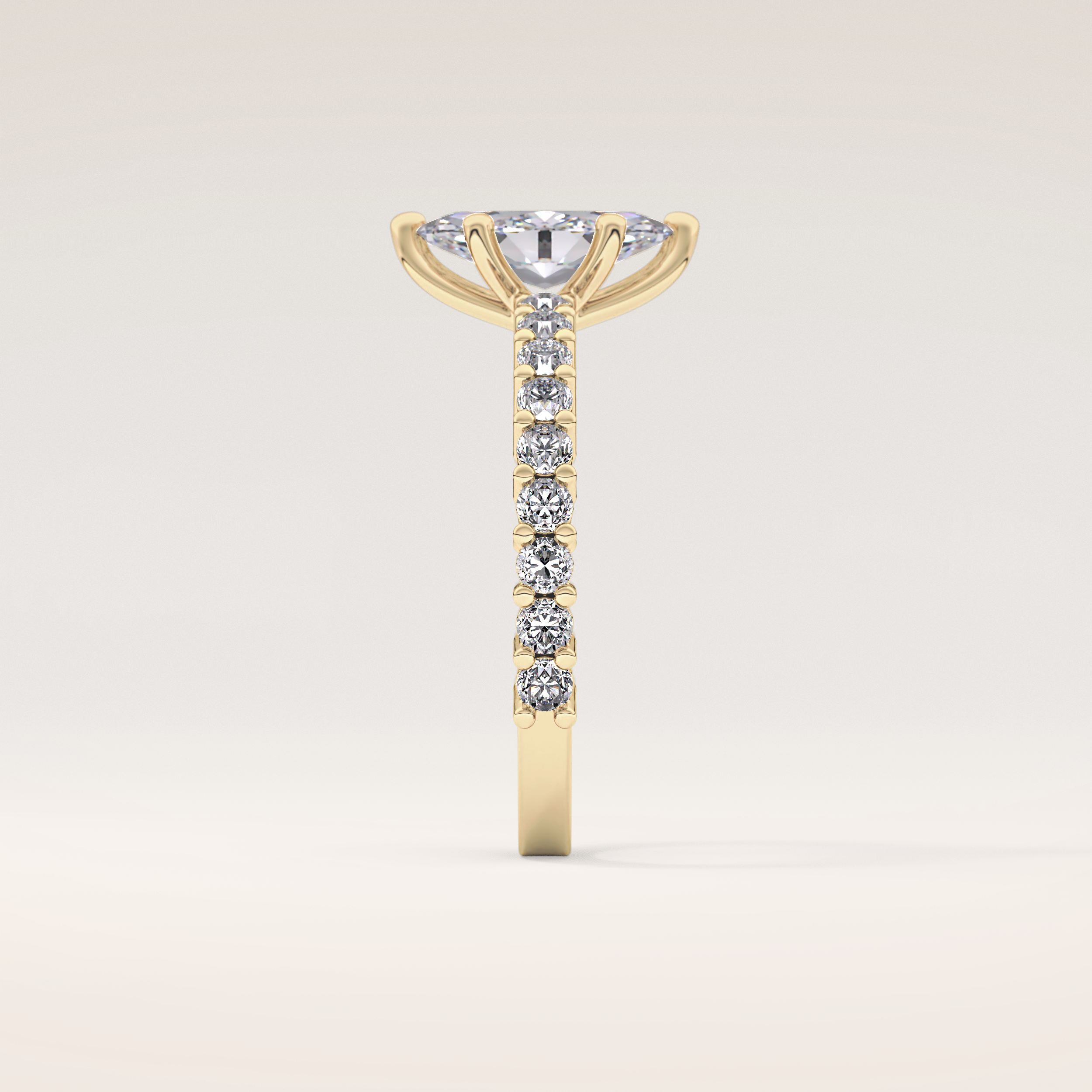 0.82 CT Marquise Shaped Pave Moissanite Engagement Ring