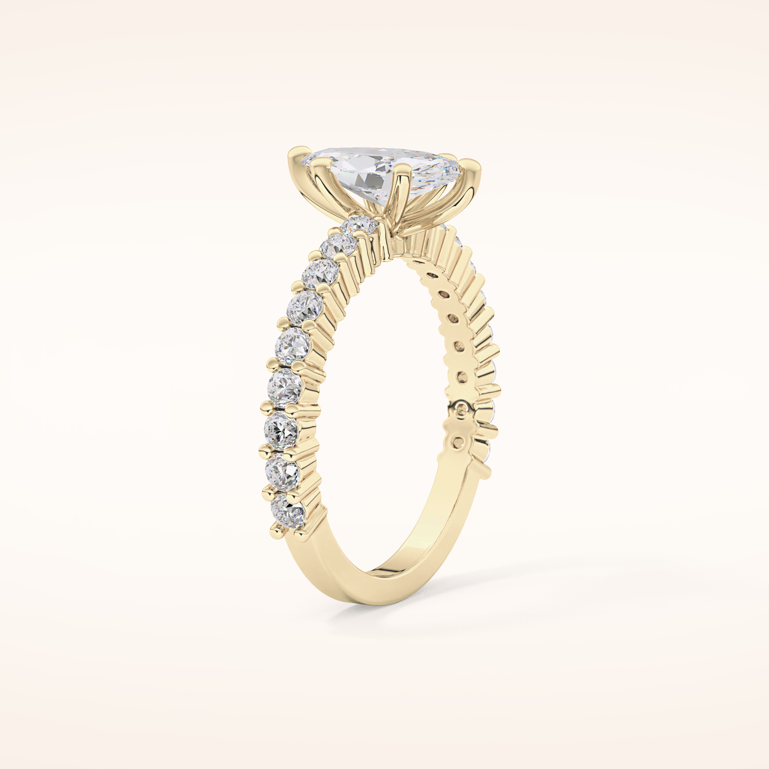 0.82 CT Marquise Shaped Pave Moissanite Engagement Ring
