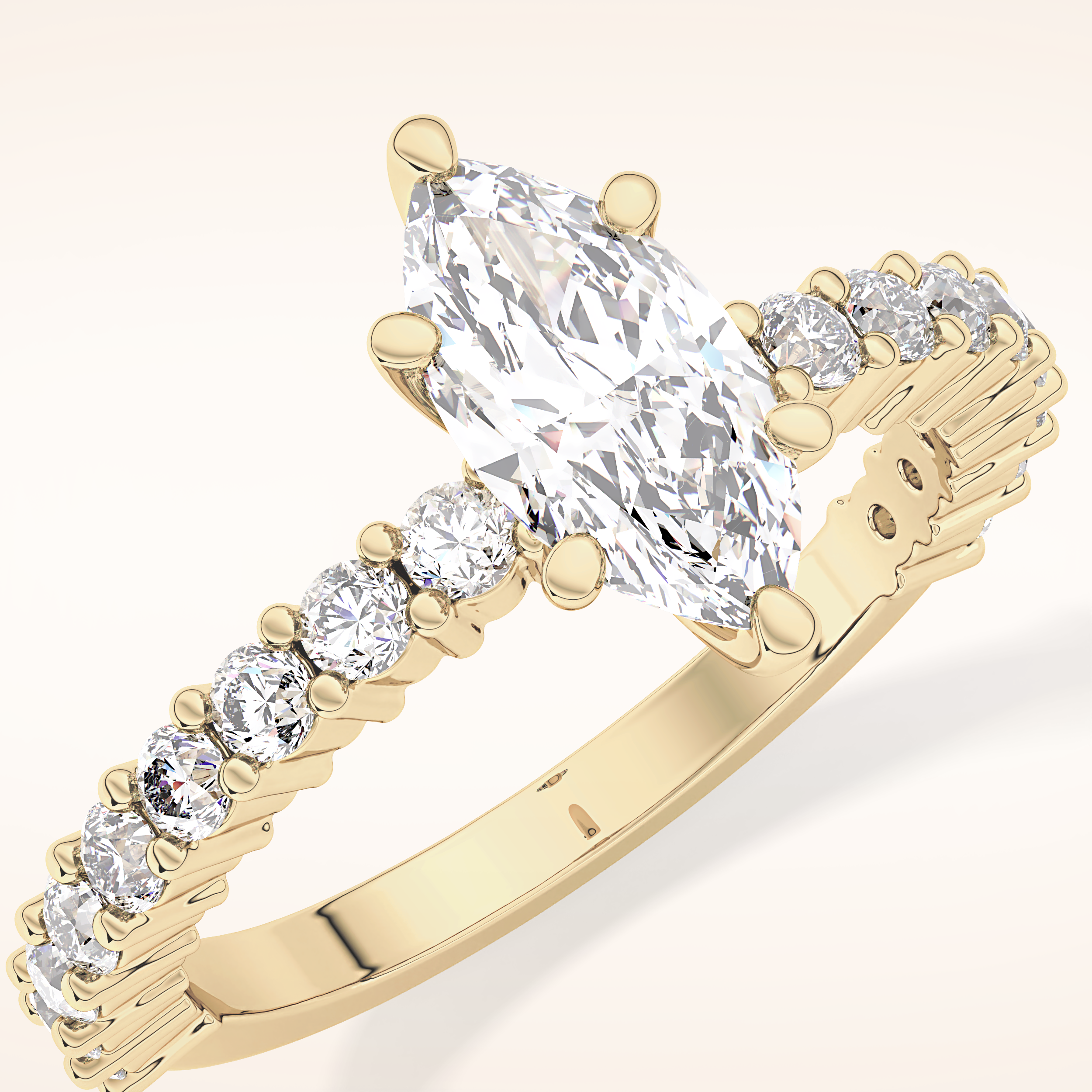 0.82 CT Marquise Shaped Pave Moissanite Engagement Ring