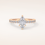 0.82 CT Marquise Shaped Pave Moissanite Engagement Ring