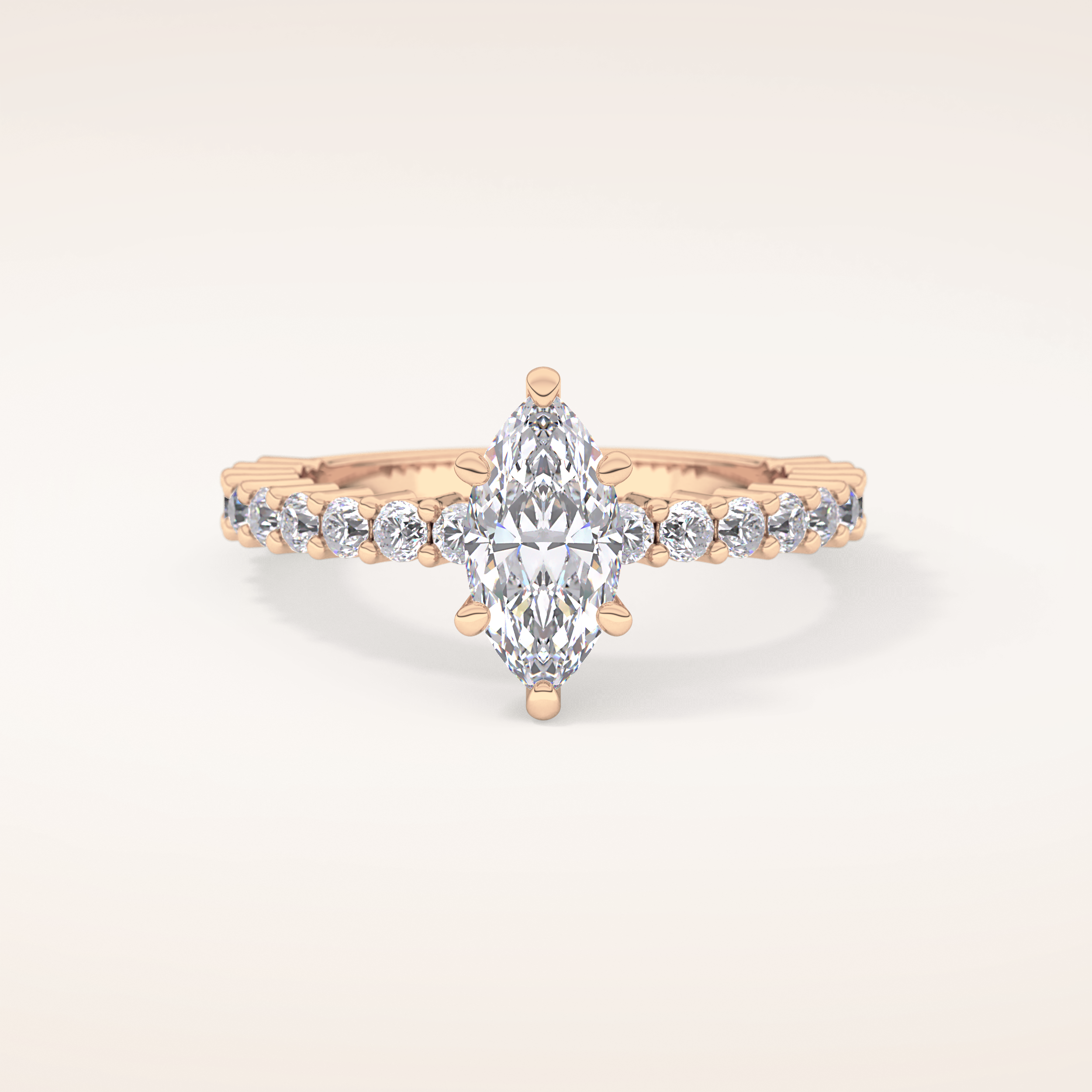 0.82 CT Marquise Shaped Pave Moissanite Engagement Ring