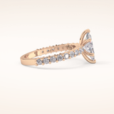 0.82 CT Marquise Shaped Pave Moissanite Engagement Ring