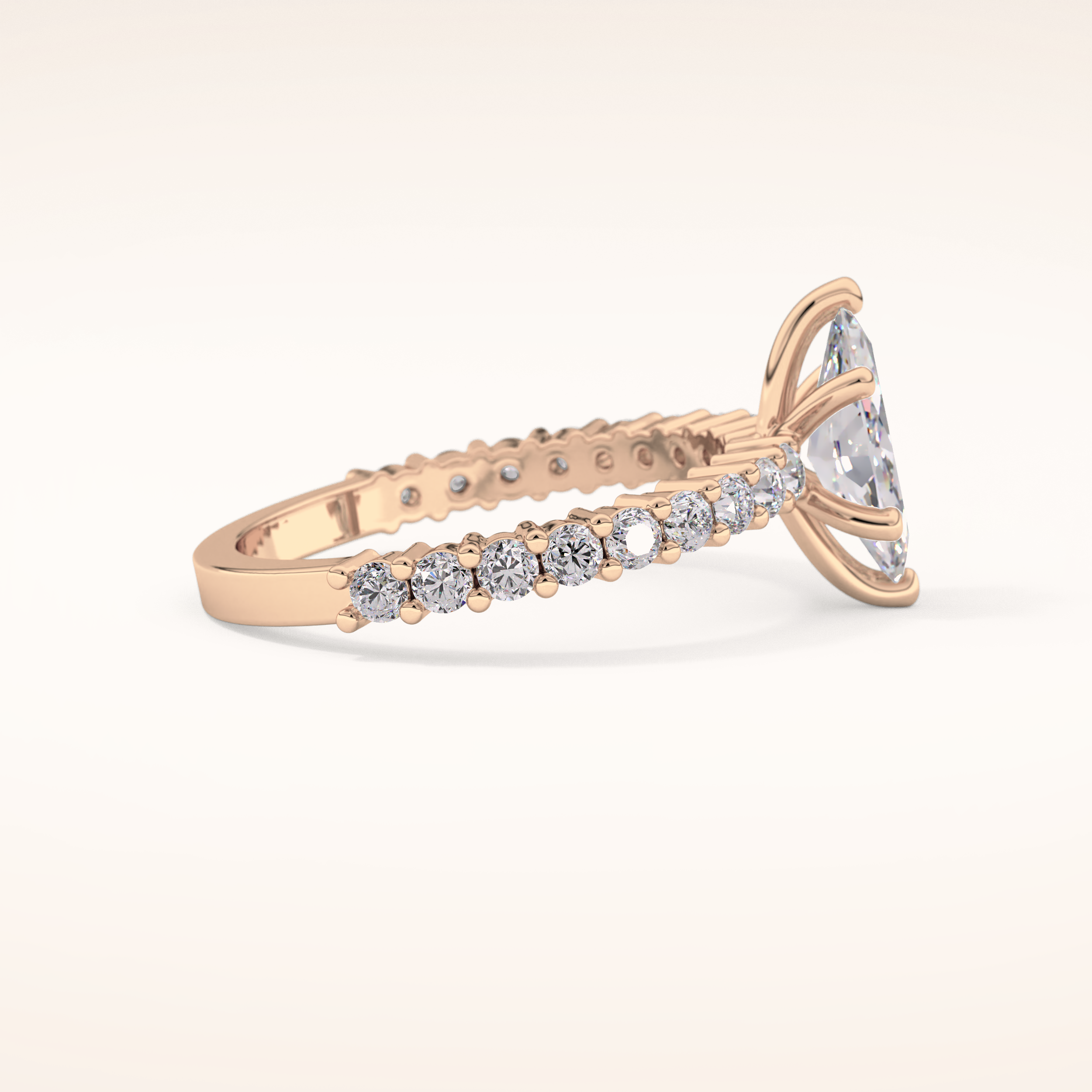 0.82 CT Marquise Shaped Pave Moissanite Engagement Ring