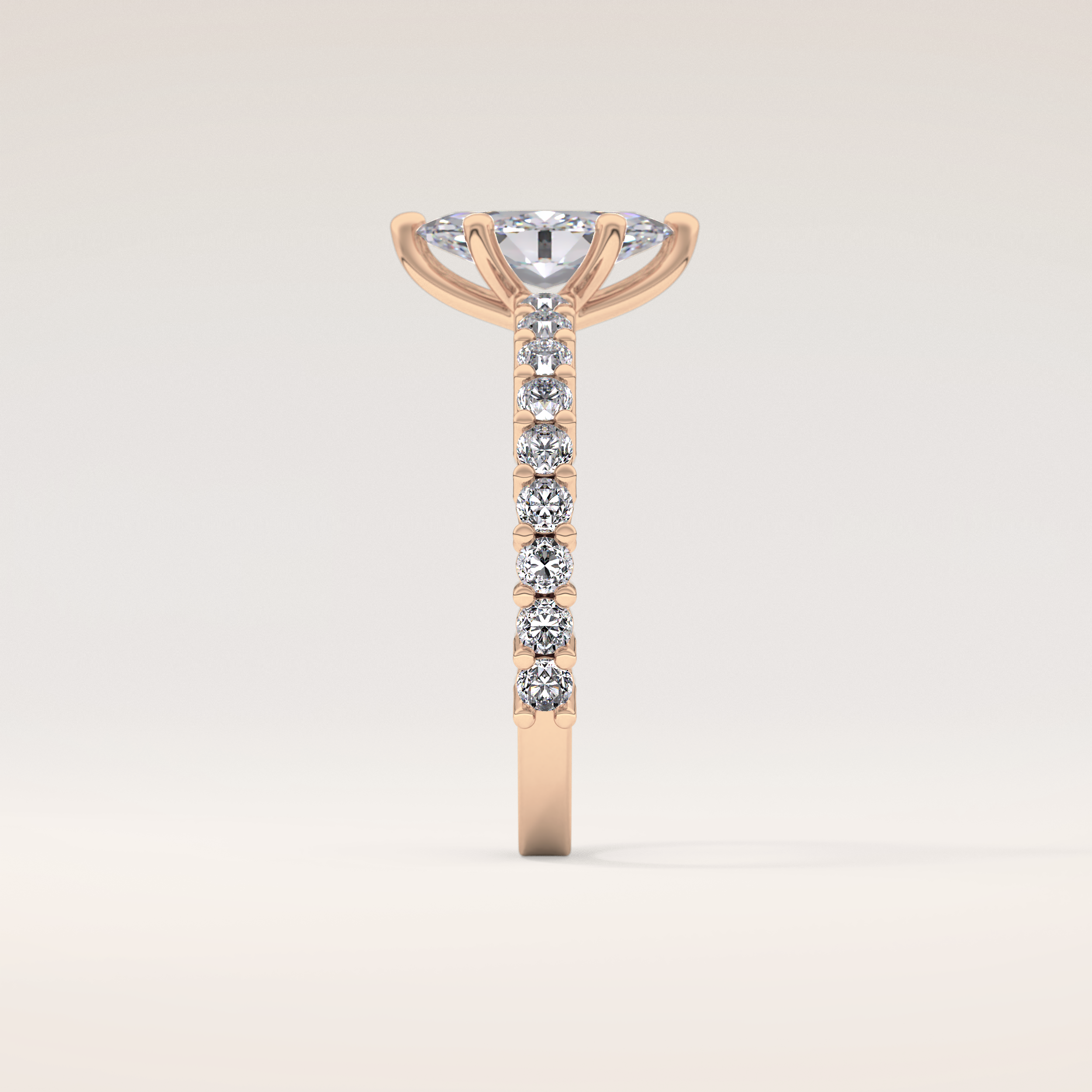 0.82 CT Marquise Shaped Pave Moissanite Engagement Ring