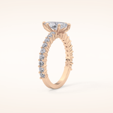 0.82 CT Marquise Shaped Pave Moissanite Engagement Ring