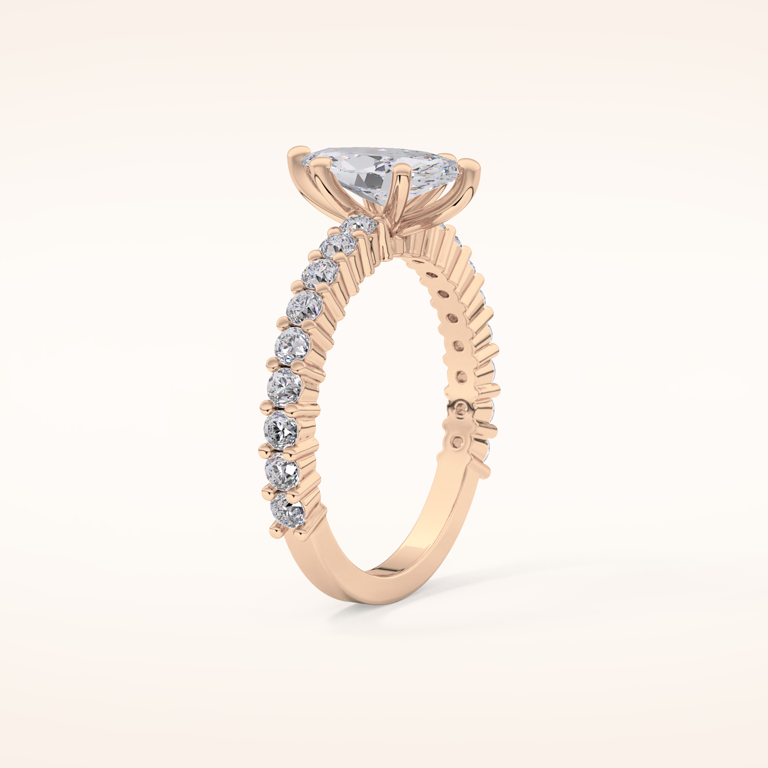 0.82 CT Marquise Shaped Pave Moissanite Engagement Ring