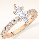 0.82 CT Marquise Shaped Pave Moissanite Engagement Ring