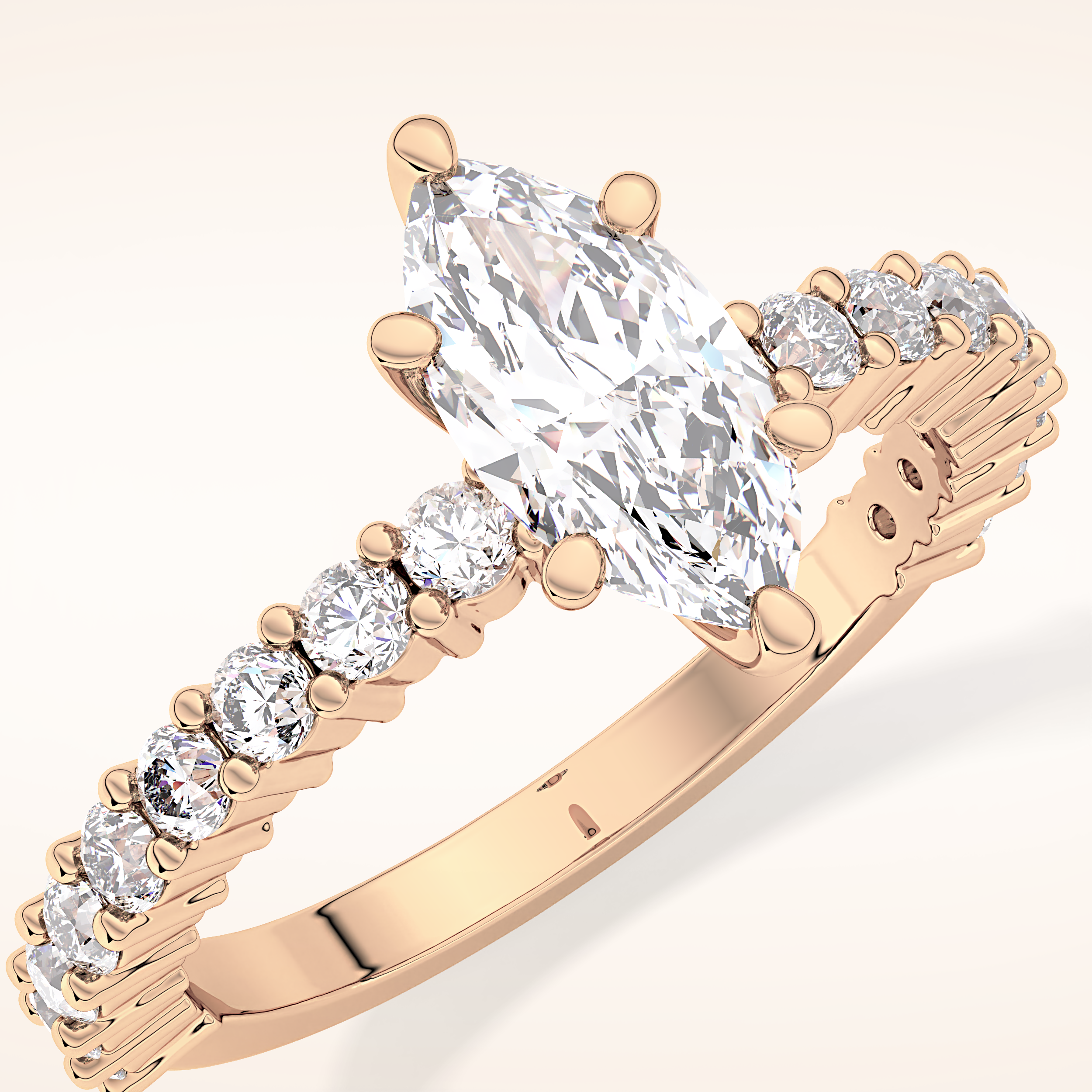 0.82 CT Marquise Shaped Pave Moissanite Engagement Ring