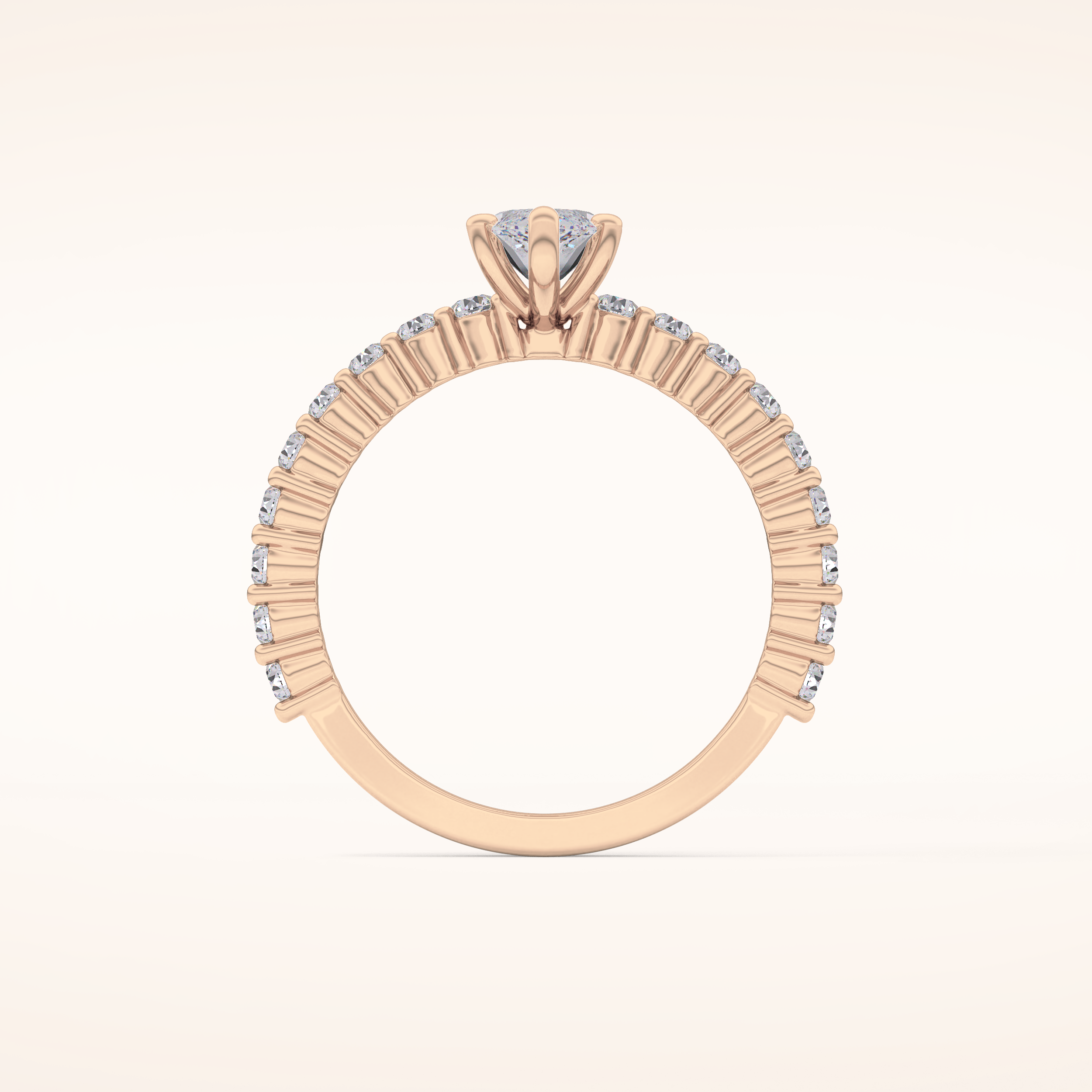 0.82 CT Marquise Shaped Pave Moissanite Engagement Ring
