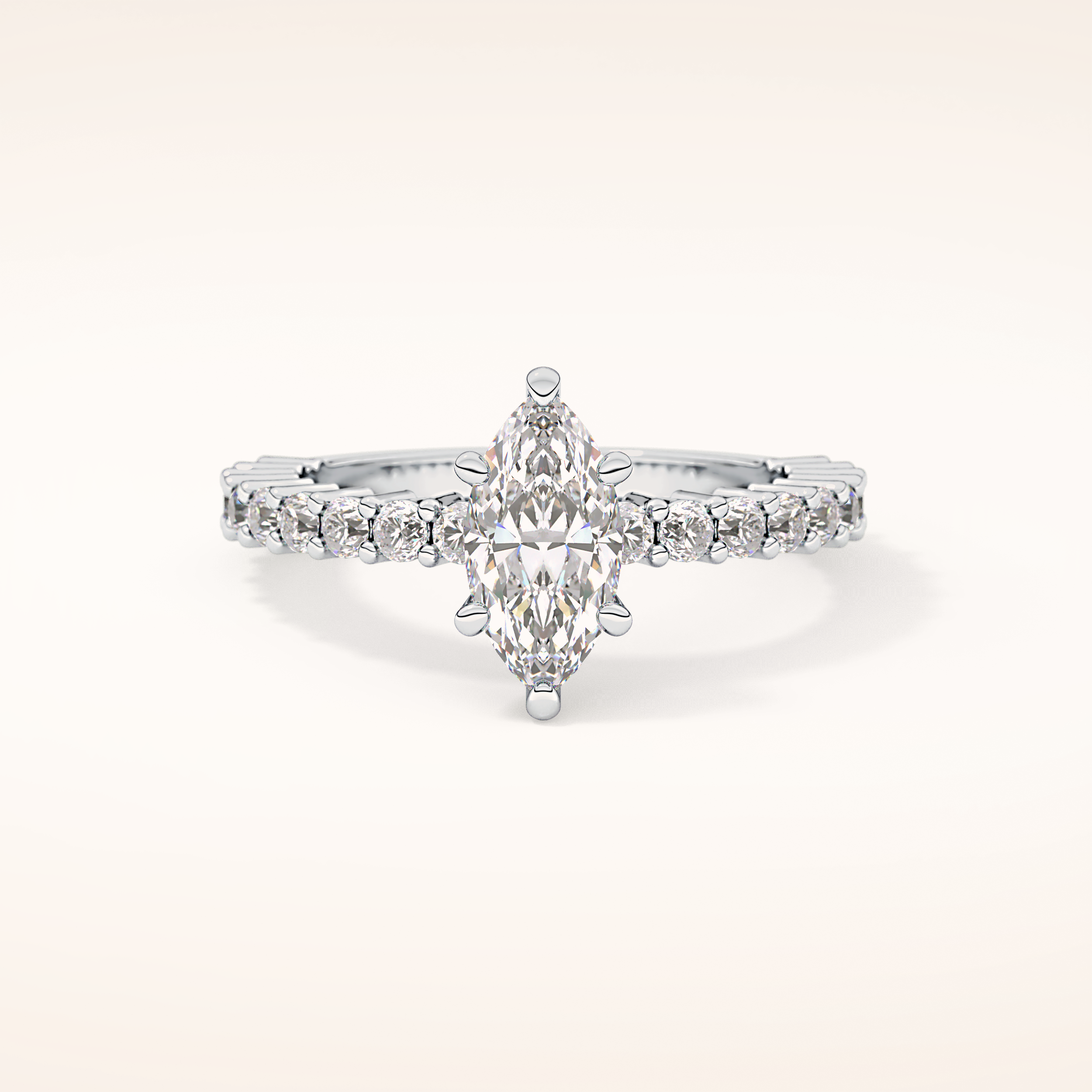 0.82 CT Marquise Shaped Pave Moissanite Engagement Ring