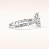 0.82 CT Marquise Shaped Pave Moissanite Engagement Ring