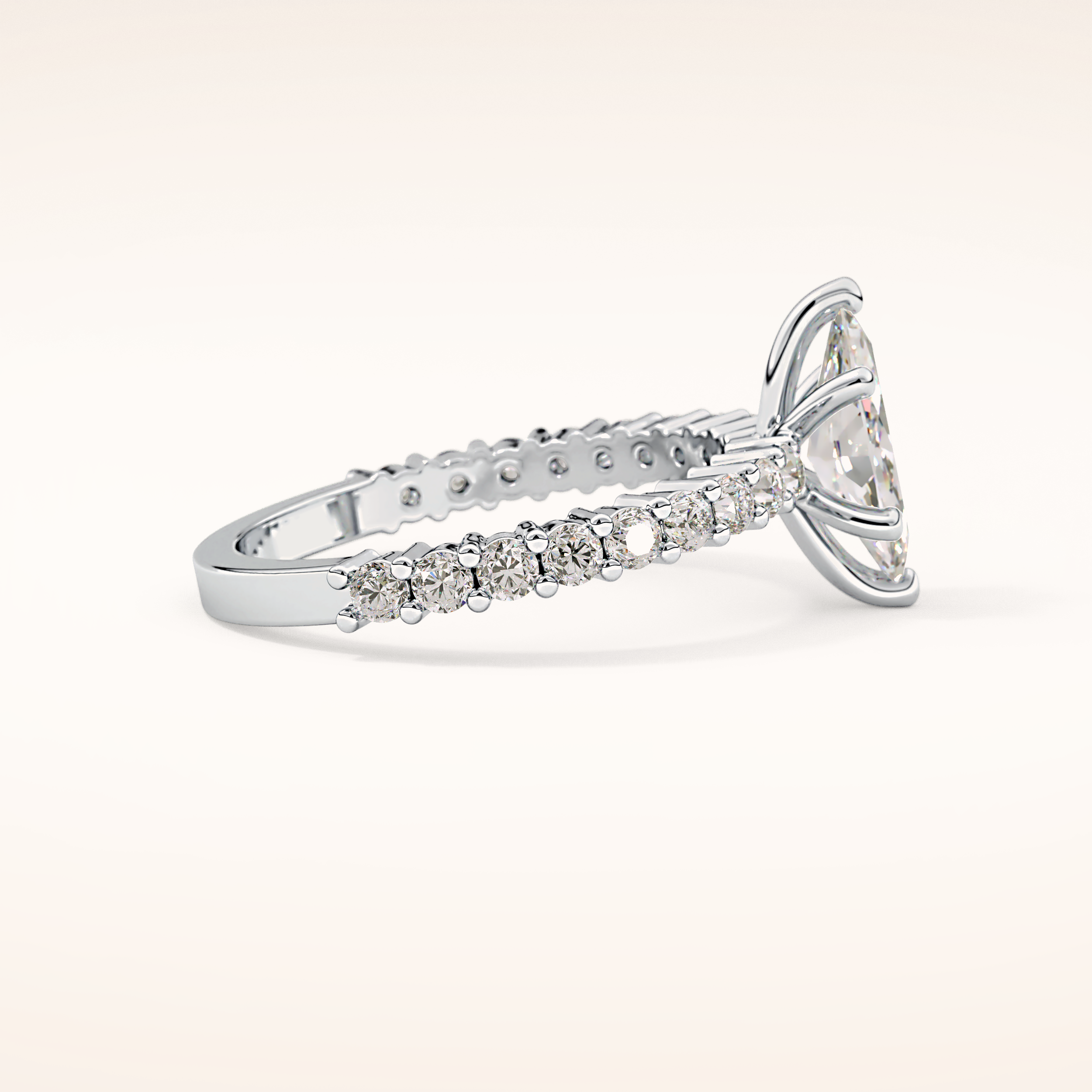 0.82 CT Marquise Shaped Pave Moissanite Engagement Ring