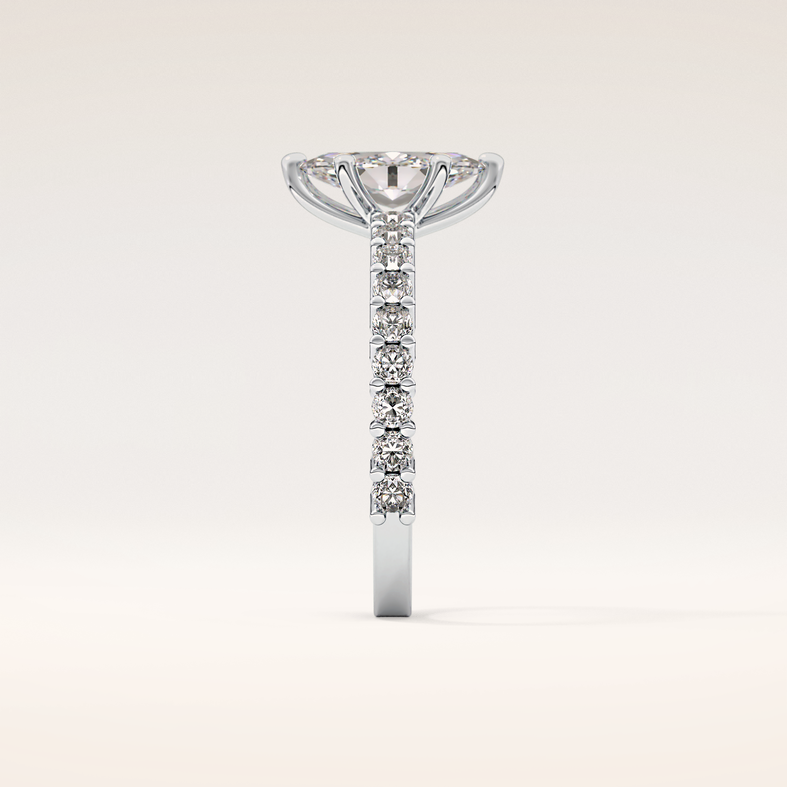 0.82 CT Marquise Shaped Pave Moissanite Engagement Ring