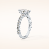 0.82 CT Marquise Shaped Pave Moissanite Engagement Ring
