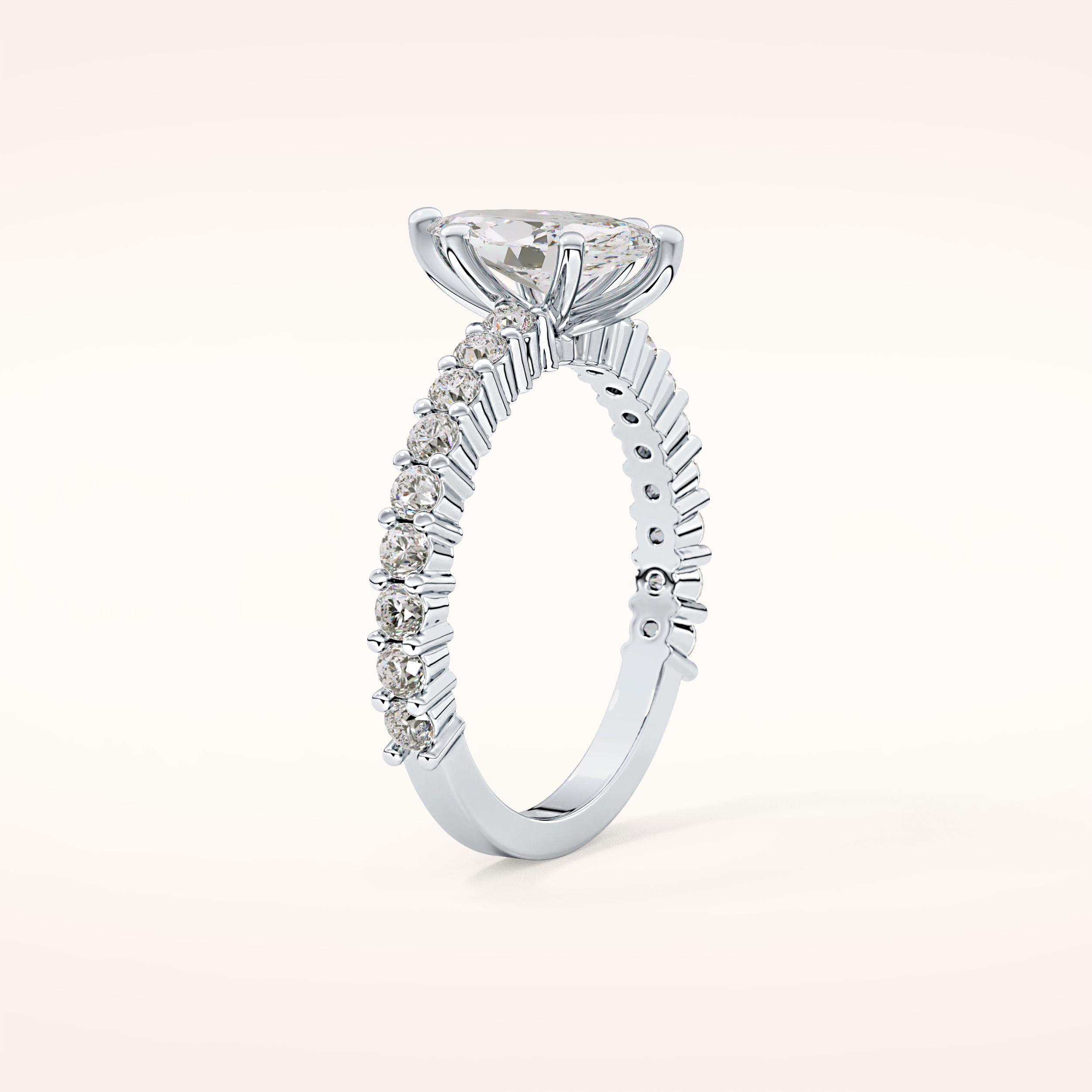 0.82 CT Marquise Shaped Pave Moissanite Engagement Ring