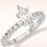 0.82 CT Marquise Shaped Pave Moissanite Engagement Ring