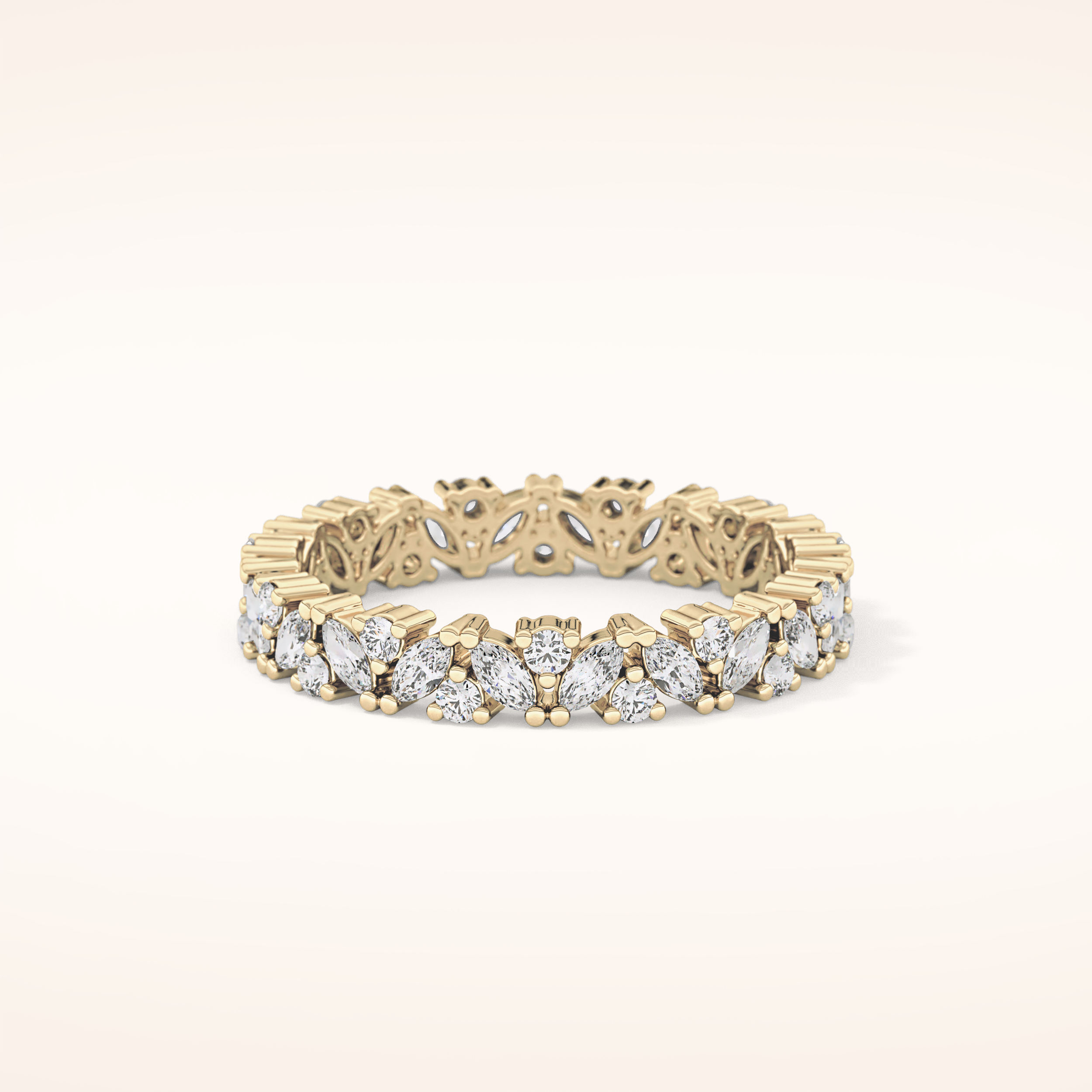 0.77 TCW Marquise & Round Shaped Moissanite Full Eternity Wedding Band