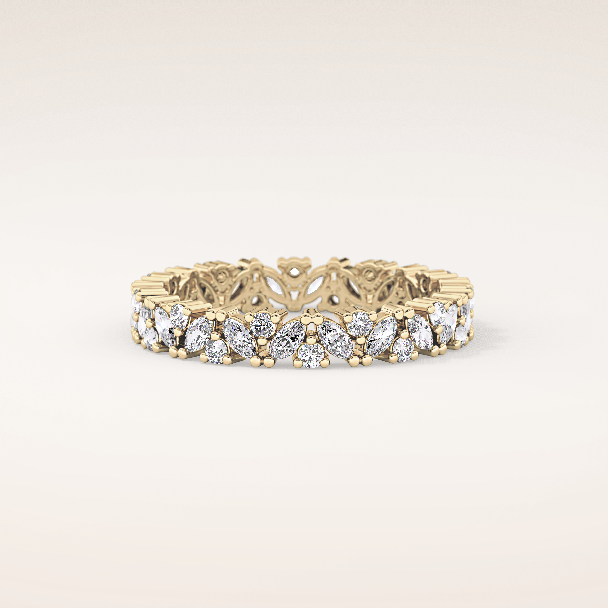 0.77 TCW Marquise & Round Shaped Moissanite Full Eternity Wedding Band