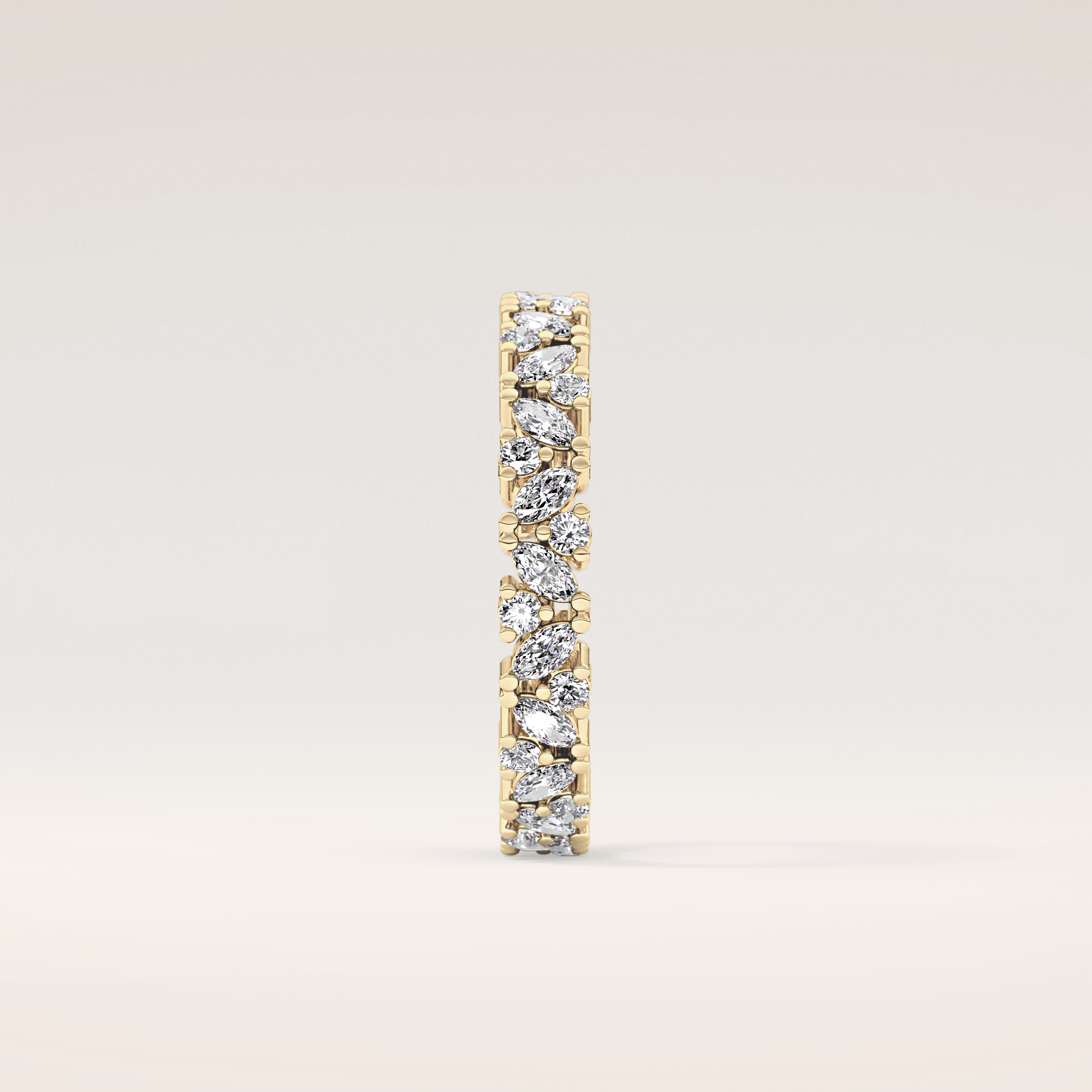 0.77 TCW Marquise & Round Shaped Moissanite Full Eternity Wedding Band