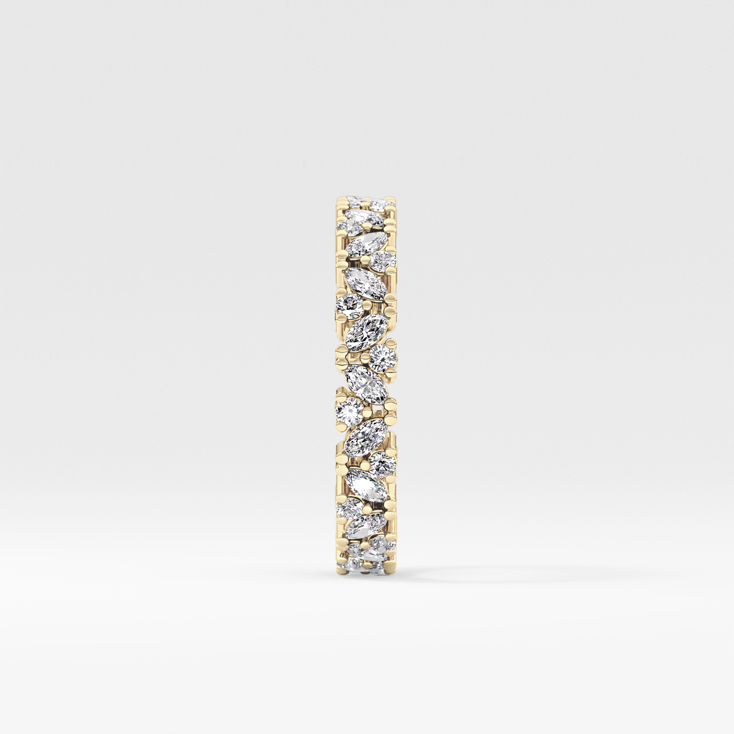 Full Eternity Wedding Band with 0.77 TCW Marquise and Round Cut Moissanite – Yellow, White, or Rose Gold