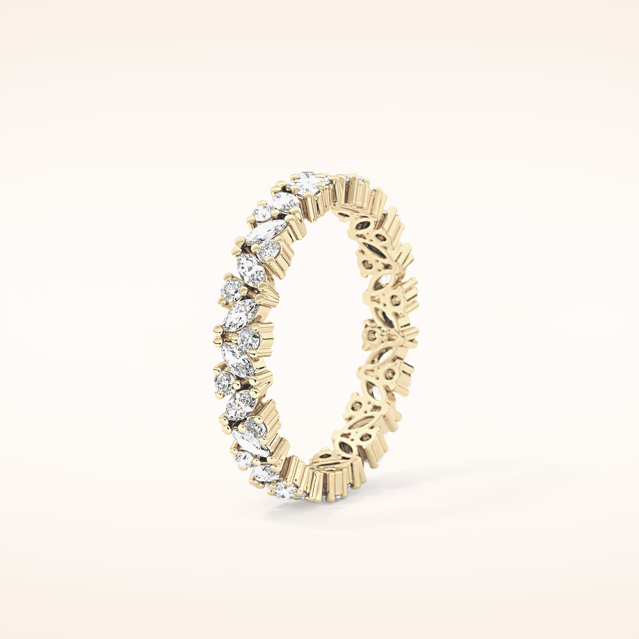 0.77 TCW Marquise & Round Shaped Moissanite Full Eternity Wedding Band