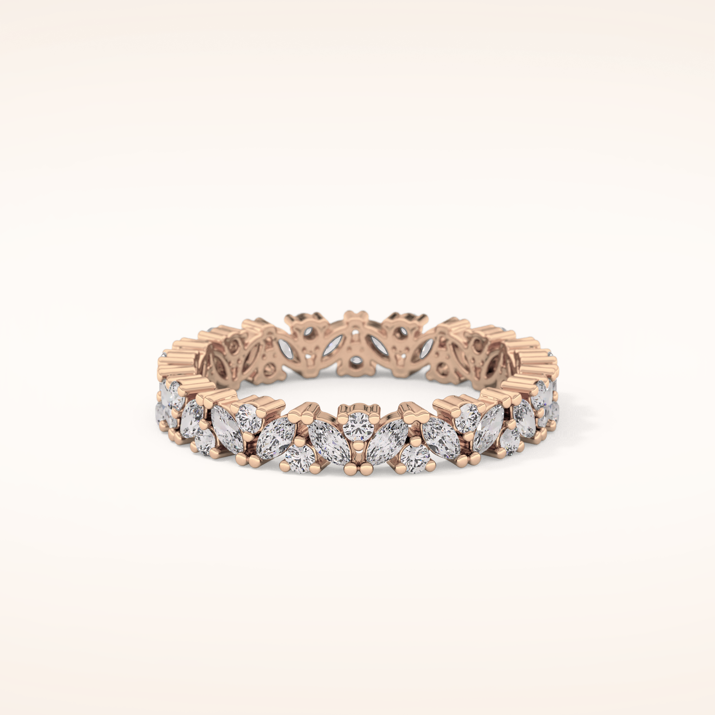 0.77 TCW Marquise & Round Shaped Moissanite Full Eternity Wedding Band