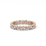 Full Eternity Wedding Band with 0.77 TCW Marquise and Round Cut Moissanite – Yellow, White, or Rose Gold