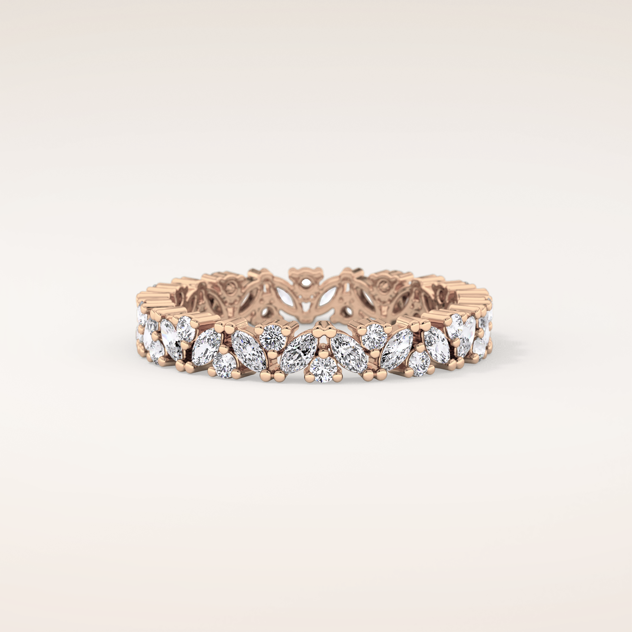 0.77 TCW Marquise & Round Shaped Moissanite Full Eternity Wedding Band