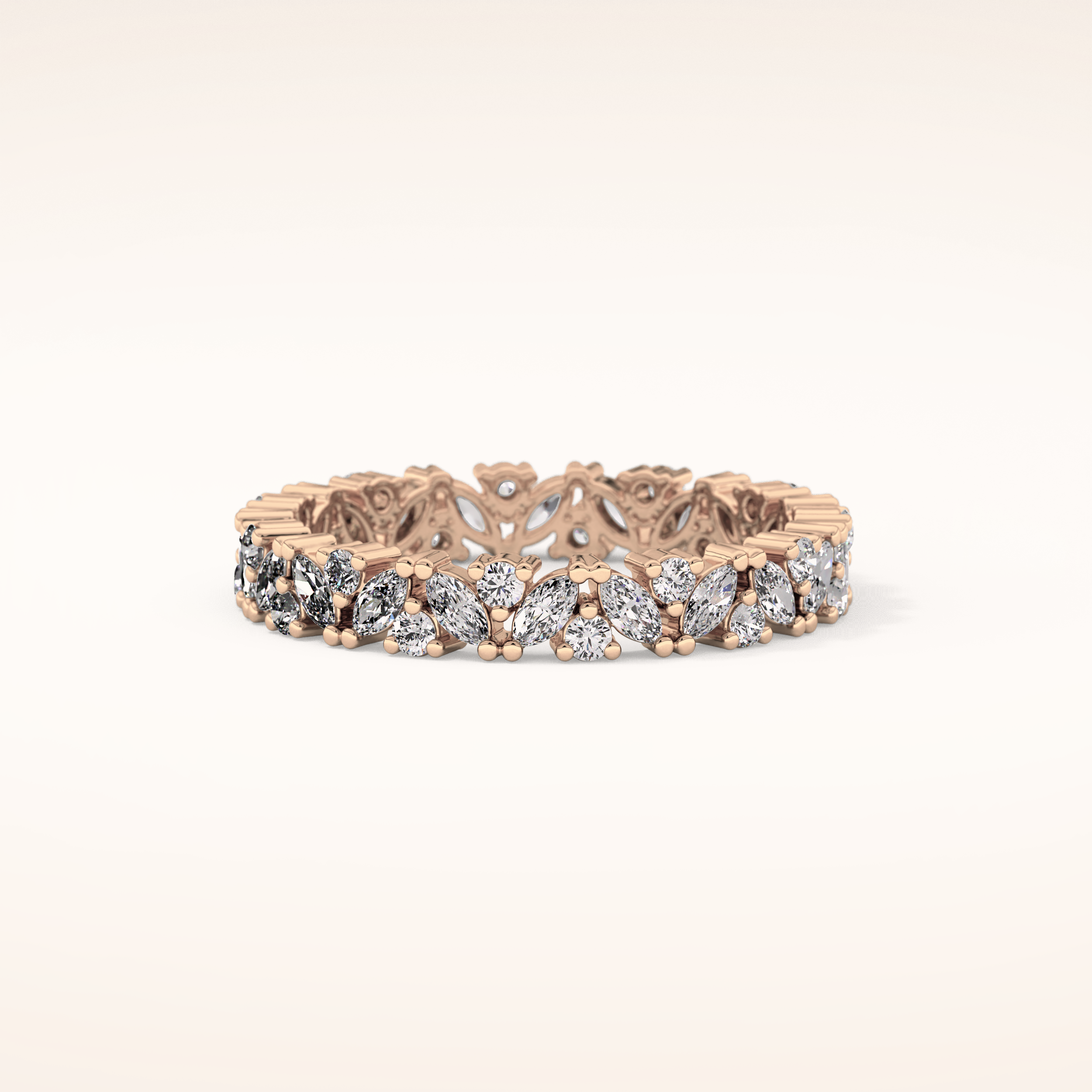 0.77 TCW Marquise & Round Shaped Moissanite Full Eternity Wedding Band