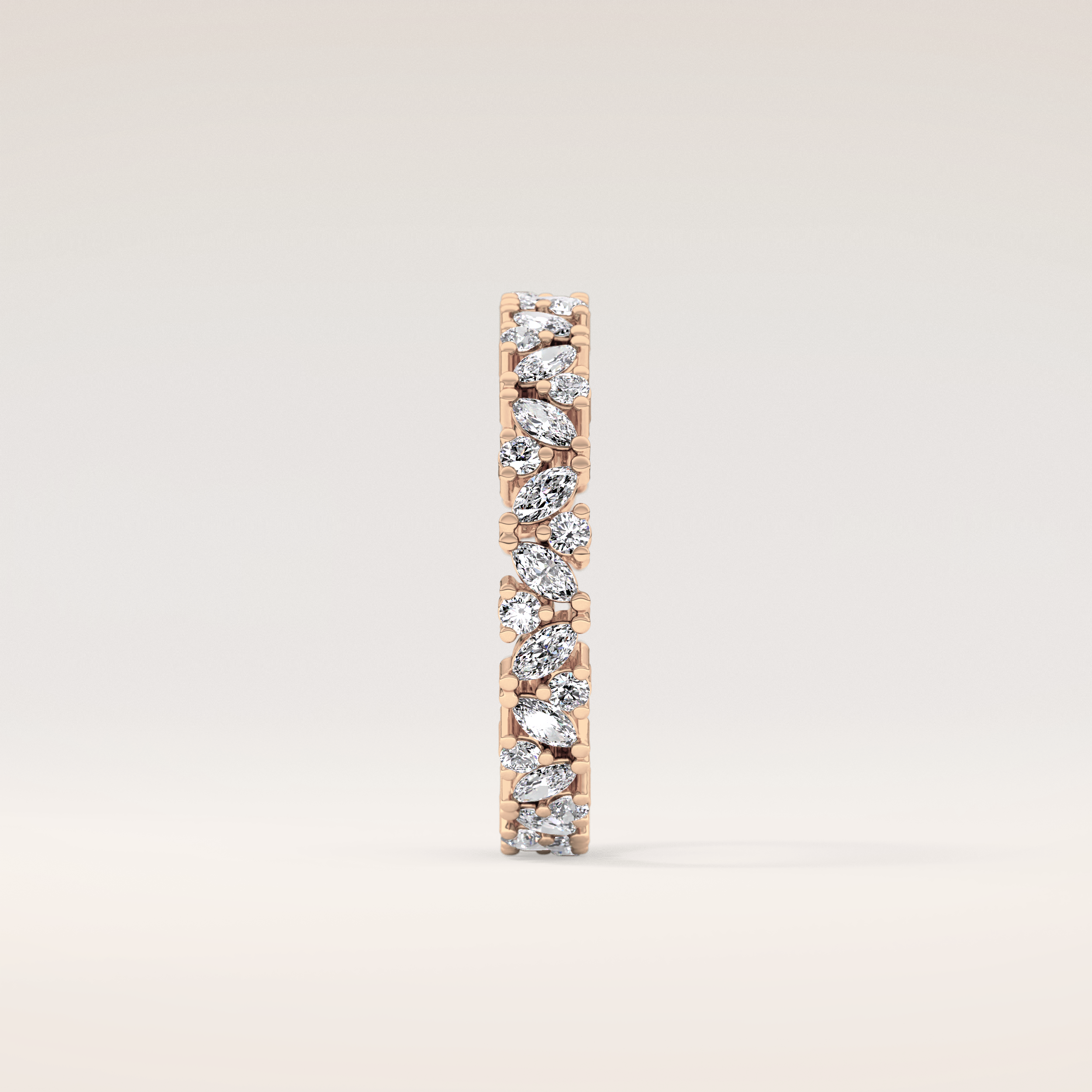 0.77 TCW Marquise & Round Shaped Moissanite Full Eternity Wedding Band