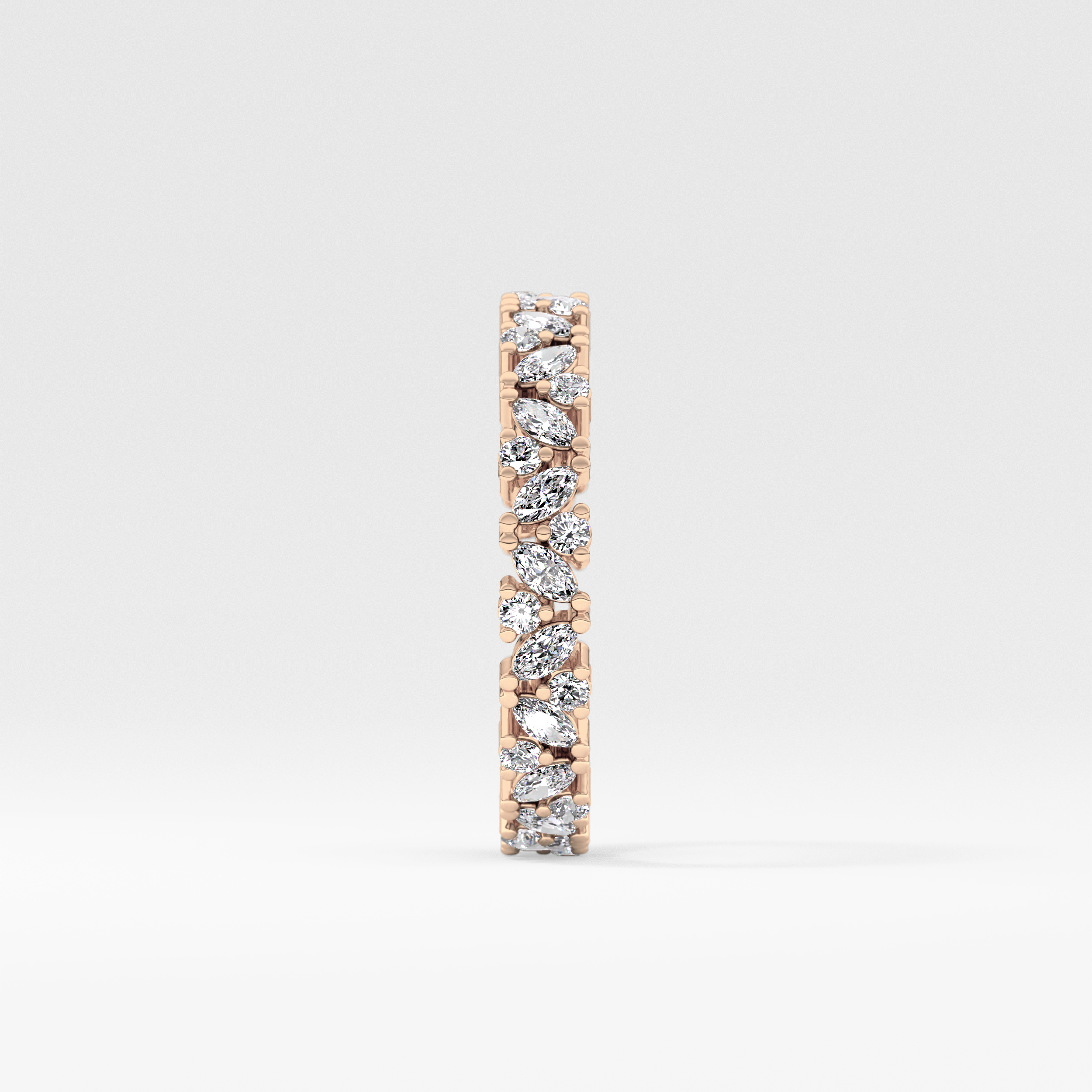 Full Eternity Wedding Band with 0.77 TCW Marquise and Round Cut Moissanite – Yellow, White, or Rose Gold