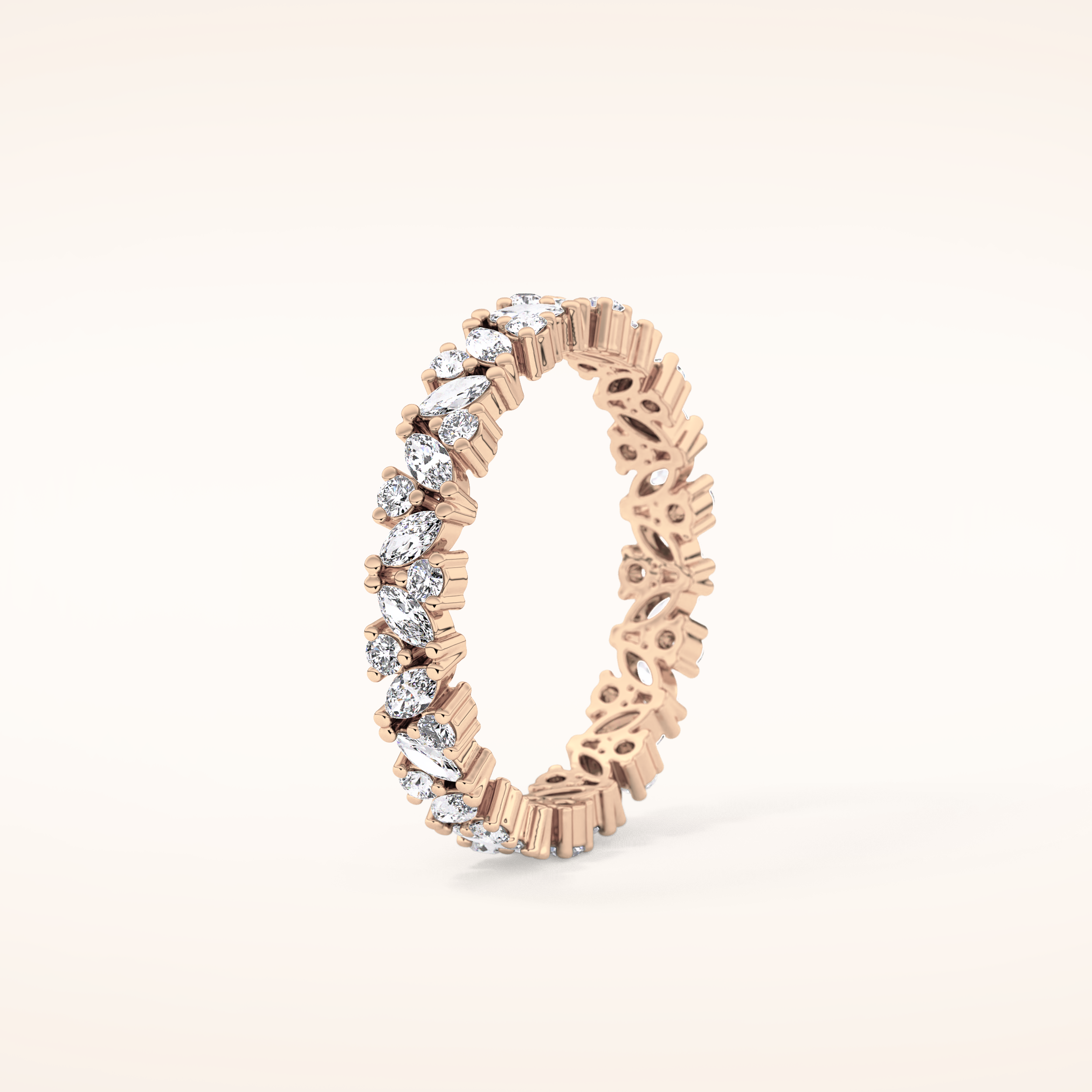 0.77 TCW Marquise & Round Shaped Moissanite Full Eternity Wedding Band