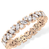 Full Eternity Wedding Band with 0.77 TCW Marquise and Round Cut Moissanite – Yellow, White, or Rose Gold