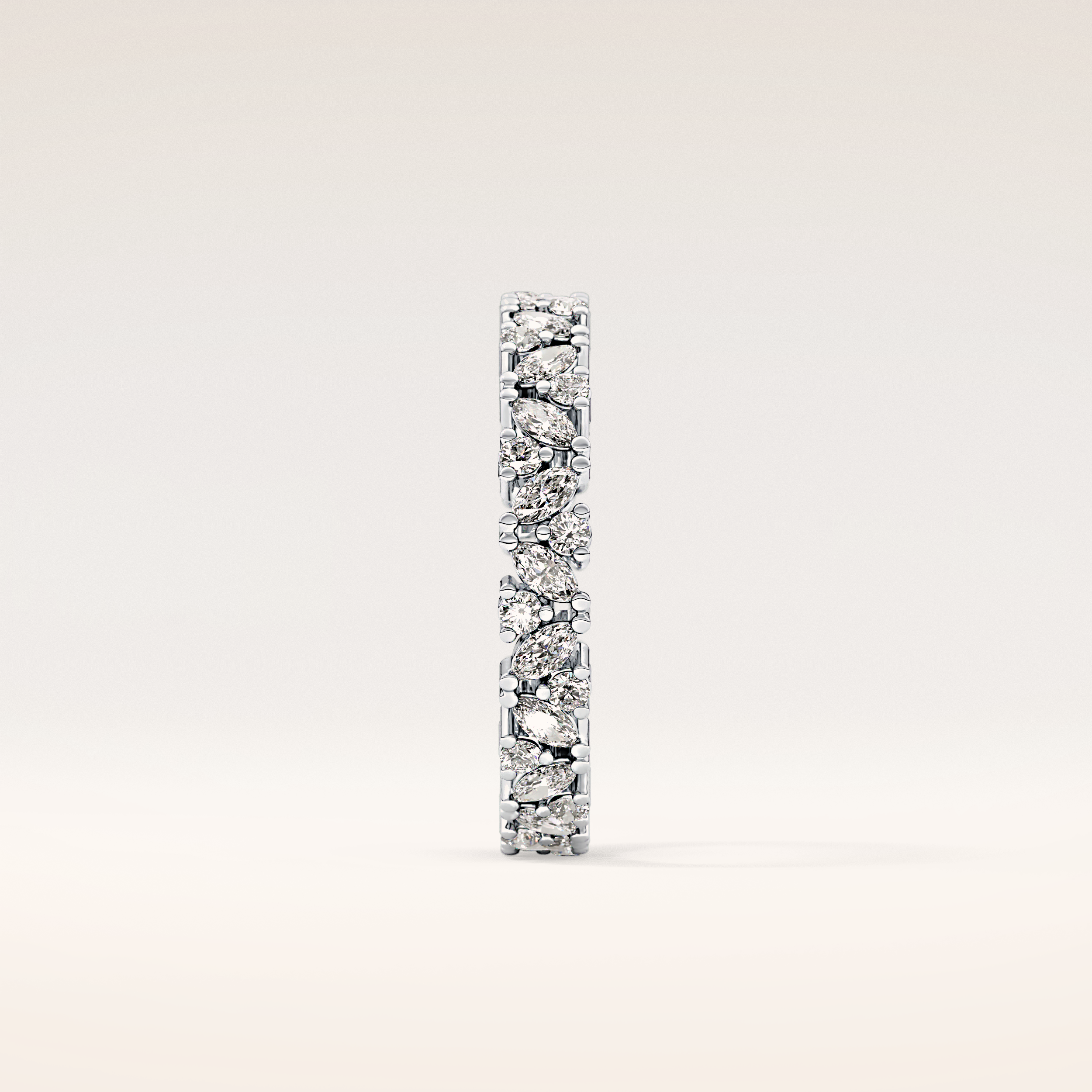 0.77 TCW Marquise & Round Shaped Moissanite Full Eternity Wedding Band