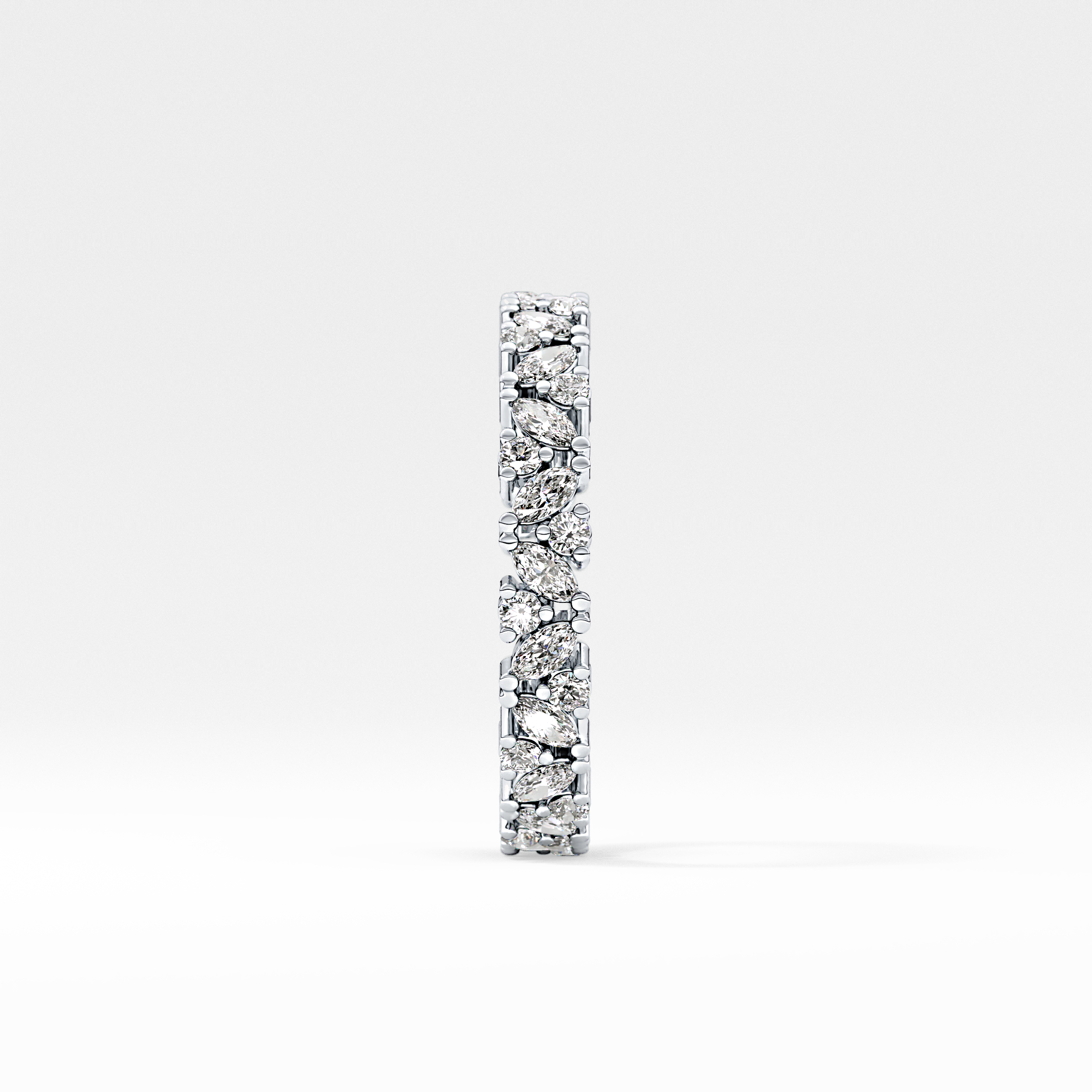 Full Eternity Wedding Band with 0.77 TCW Marquise and Round Cut Moissanite – Yellow, White, or Rose Gold